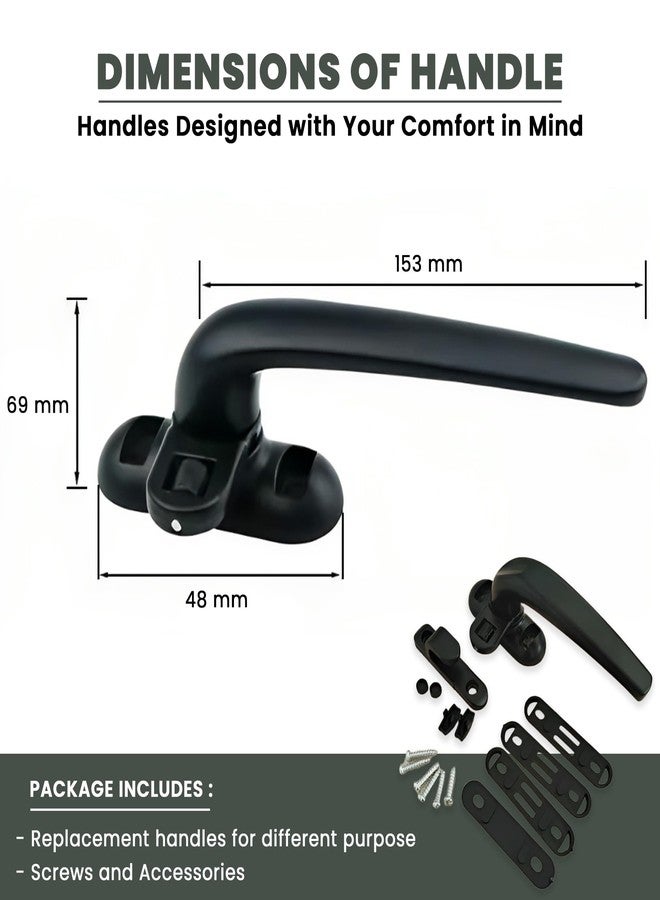AARAM Domal Aluminium Handle, Anti-Corrosion, Right & Left, Black Single Point Handle for Doors & Windows (Pack of 1) - Aluminum - Image 3